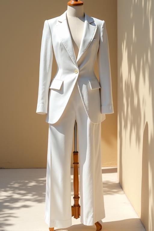 Elegante traje de lino para climas cálidos.