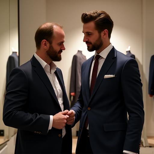 Cliente en una prueba de traje con el sastre.